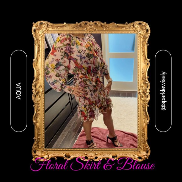 AQUA Ruffled Floral Sheer Blouse - Picture 9 of 9